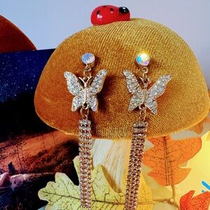 Fairycore Gold Butterfly Dangle Earrings